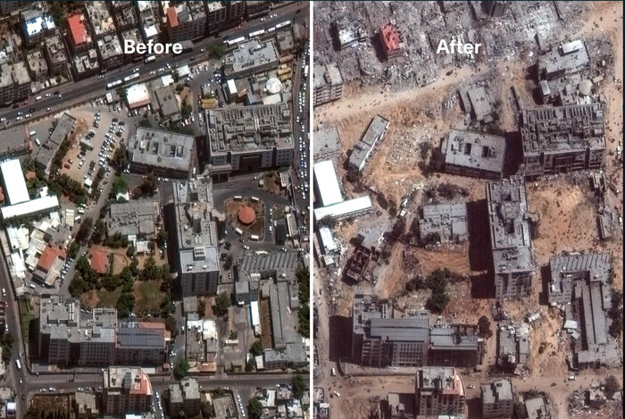 Before and after - al-Shifa Hospital